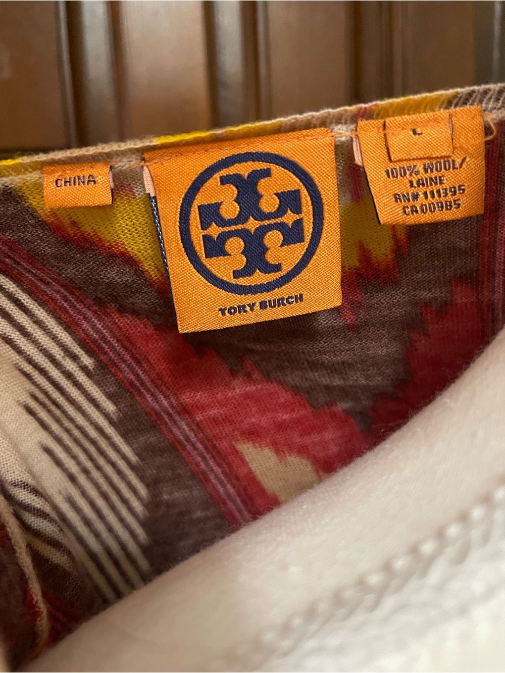 Tory Burch Multicolor V-Neck Patterned Sweater - Burgundy, Pink, Yellow, Cream - Picture 9 of 12
